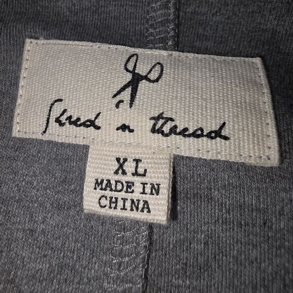 Shred N Thread Womans Blazer Jacket Gray  Patches On Elbows XL NO TOP BUTTON - Picture 8 of 8